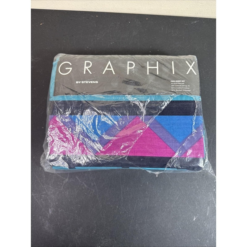 Vintage 1991‎ Graphix by Stevens sheets New Old Stock Geometric Full Sheet Set